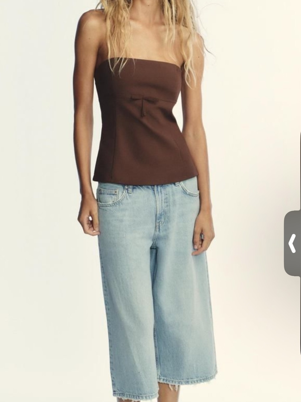 Zara Brown Strapless Bow-Accent Tube Top